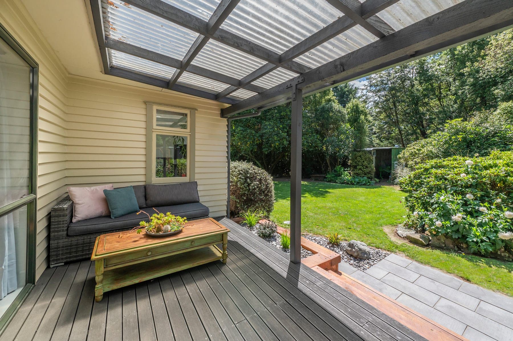 Outdoor deck seating area